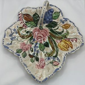 Floral maple leaf cake tray. 1940s.